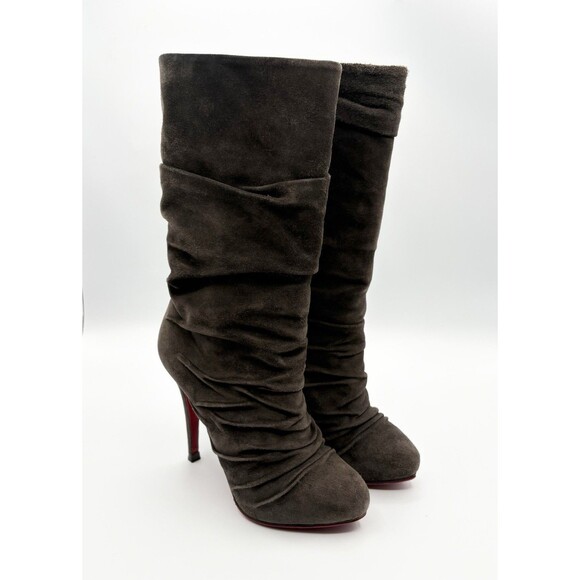 Christian Louboutin Brown Suede Slouchy Pilos Boots Mid Calf Sz EU 36 6 - Picture 4 of 15